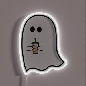 Ghost Drinking Iced Coffee RGB Neon Sign