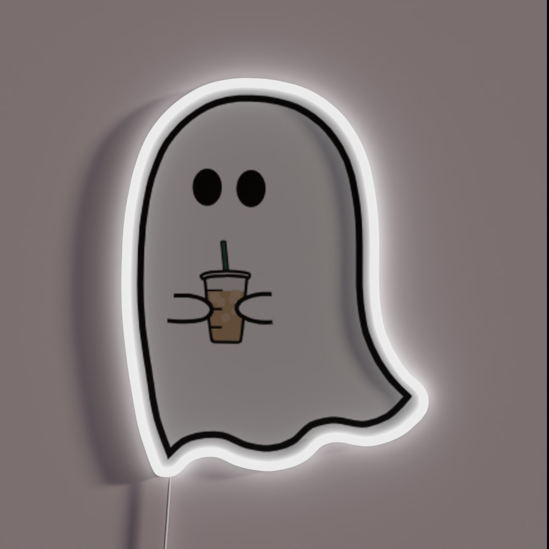 Ghost Drinking Iced Coffee RGB Neon Sign Ghost Drinking Iced Coffee RGB Neon Sign