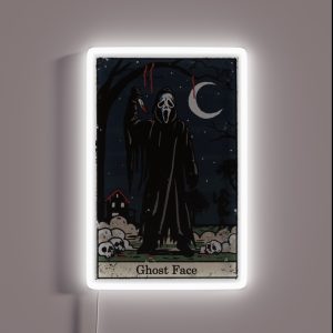 Ghost Face Tarot Card Classic Scream Movie Lets Watch Scary Movies Horror Anime Funny RGB Neon Sign
