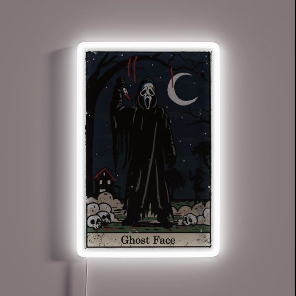 Ghost Face Tarot Card Classic Scream Movie RGB Neon Sign