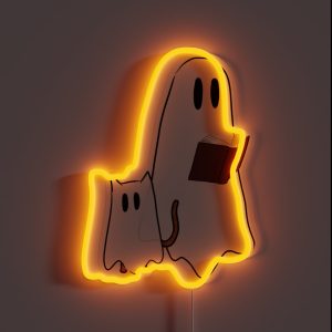 Ghost Reading A Book Ghost Cat RGB Neon Sign