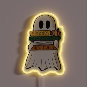 Ghost With Books RGB Neon Sign