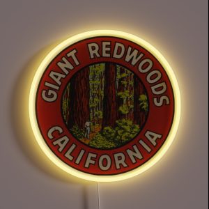 Giant Redwoods Of California Vintage Retro Travel Decal RGB Neon Sign