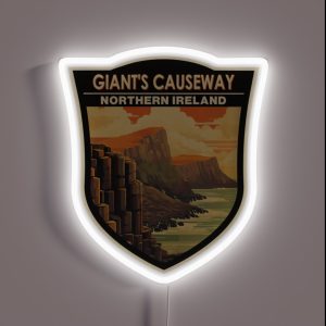 Giants Causeway Northern Ireland Travel Art Badge RGB Neon Sign
