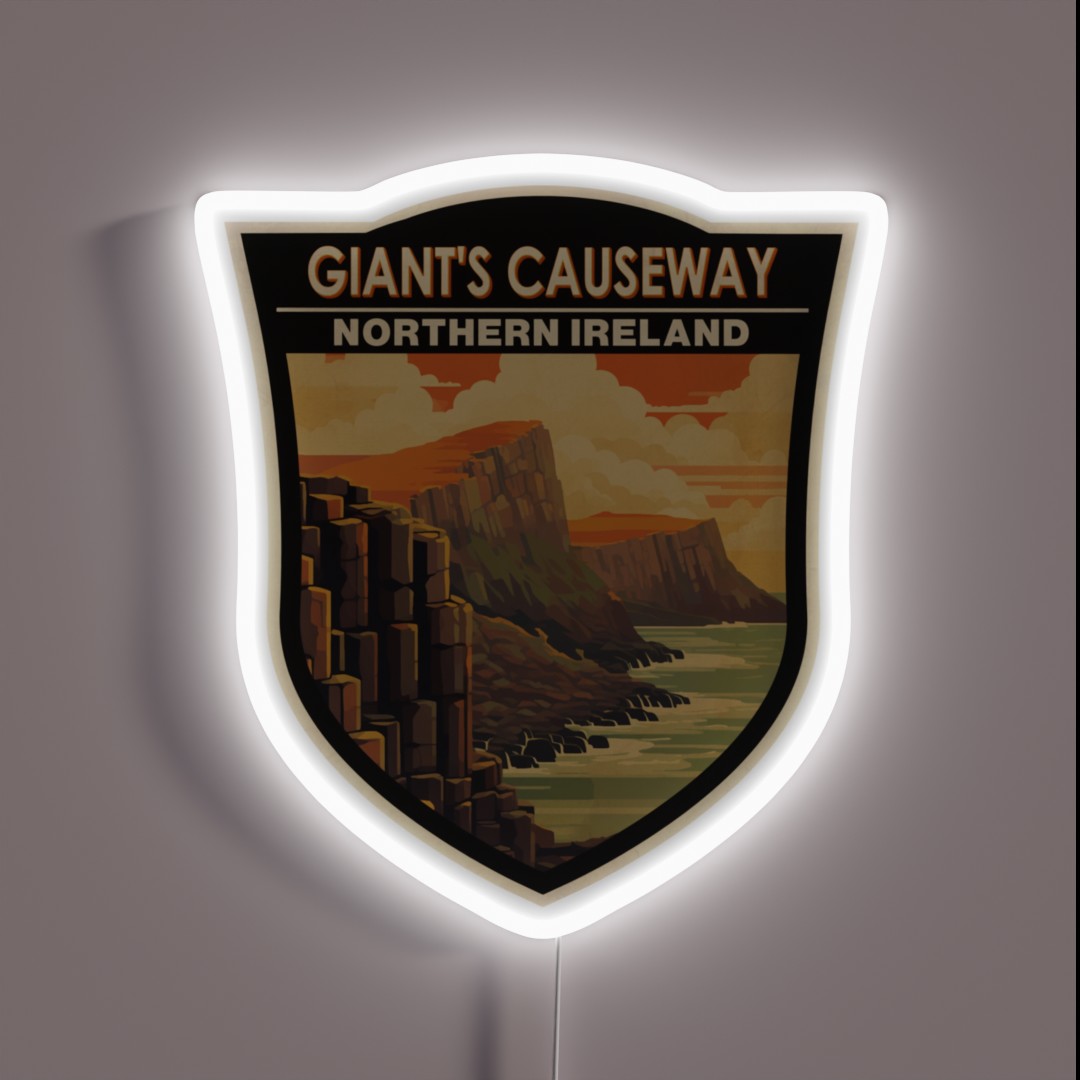 Giants Causeway Northern Ireland Travel Art RGB Neon Sign Giants Causeway Northern Ireland Travel Art RGB Neon Sign