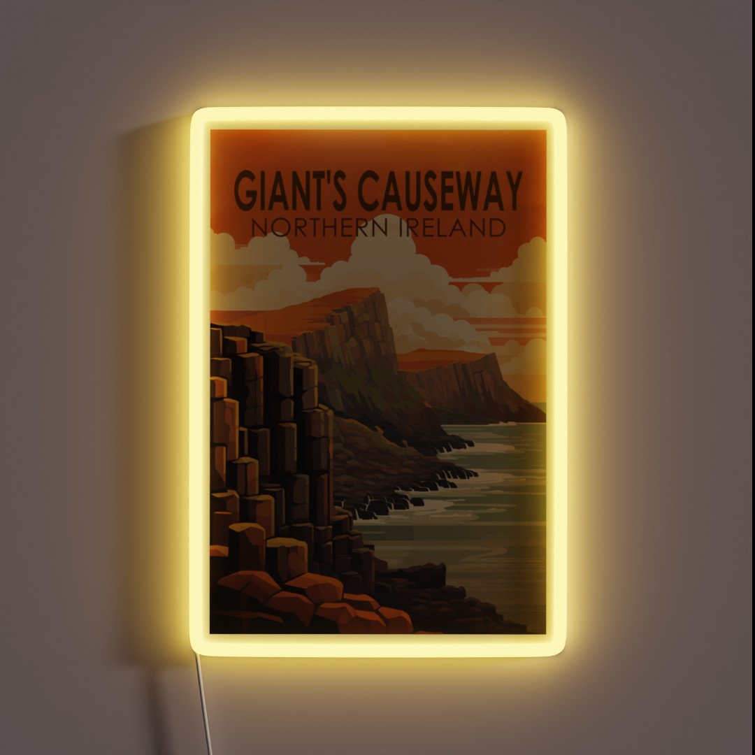Giants Causeway Northern Ireland Travel Art RGB Neon Sign Giants Causeway Northern Ireland Travel Art RGB Neon Sign