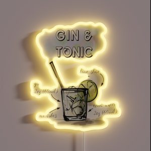 GIN AND TONIC COCKTIAL RECIPE RGB Neon Sign GIN AND TONIC COCKTIAL RECIPE RGB Neon Sign