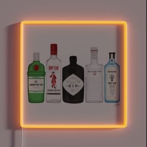 Gin Bottles Illustration RGB Neon Sign Gin Bottles Illustration RGB Neon Sign
