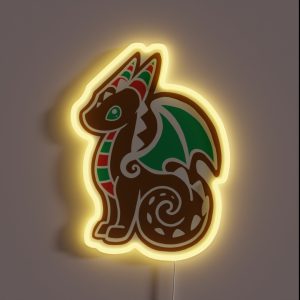 Gingerbread Dragon RGB Neon Sign