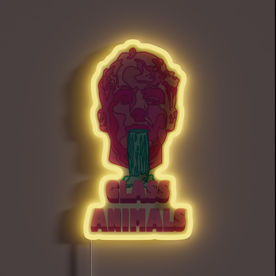 Glass Animals Soda Waterfalls Head And Logo RGB Neon Sign Glass Animals Soda Waterfalls Head And Logo RGB Neon Sign
