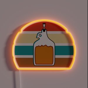 Glass Carboy Homebrewing With Outrun Background RGB Neon Sign