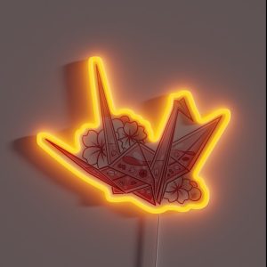 Glass Sakura Origami Crane RGB Neon Sign