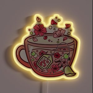 Glass Sakura Tea RGB Neon Sign
