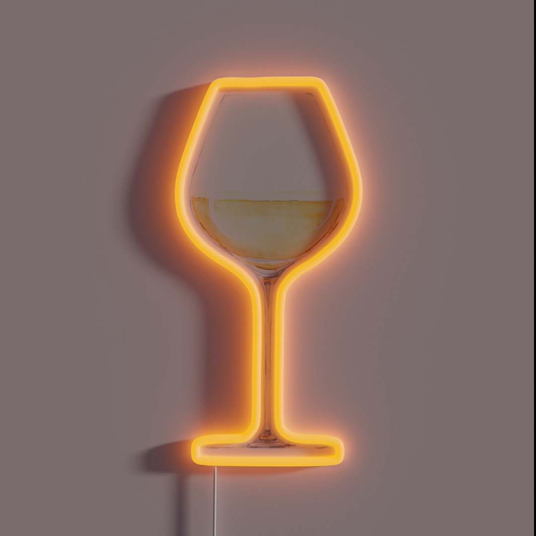 Glass With White Wine Watercolor Illustration RGB Neon Sign Glass With White Wine Watercolor Illustration RGB Neon Sign