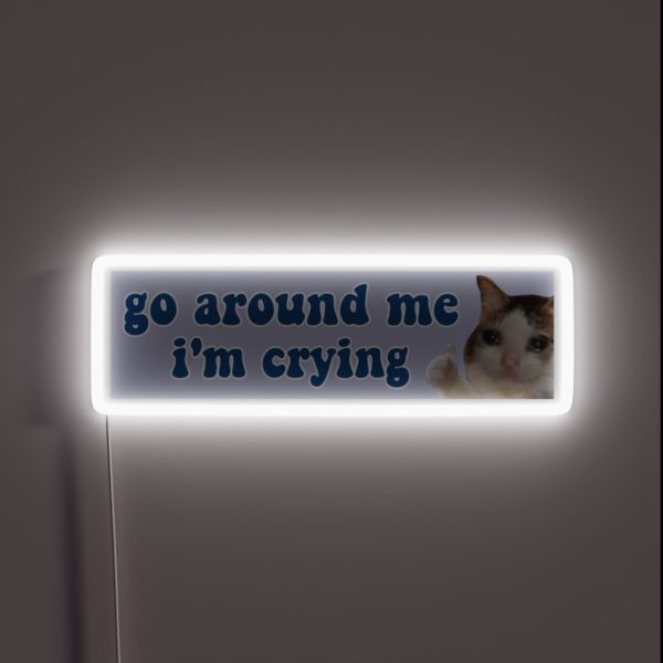 Go Around Me I M Crying Funny Meme Cat Bumper RGB Neon Sign