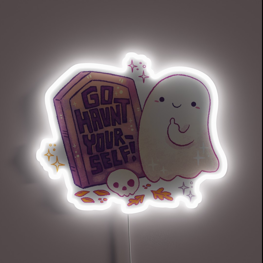 Go Haunt Yourself Sarcastic Ghost RGB Neon Sign Go Haunt Yourself Sarcastic Ghost RGB Neon Sign