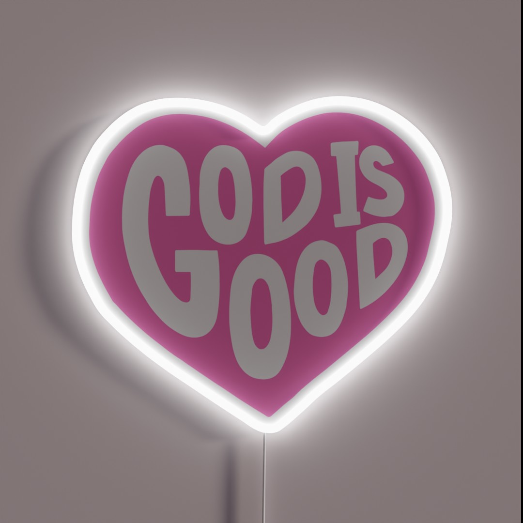 God Is Good Heart Pink RGB Neon Sign God Is Good Heart Pink RGB Neon Sign