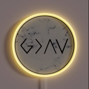God Is Greater Than The Highs And Lows Marble RGB Neon Sign