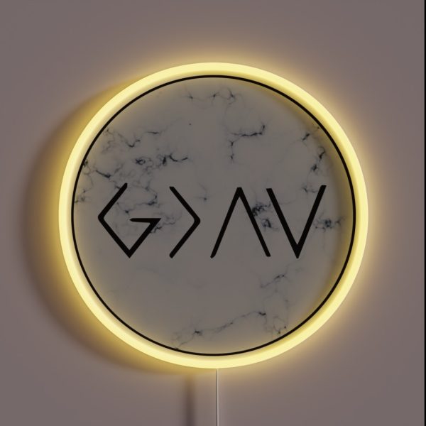God Is Greater Than The Highs And Lows Marble RGB Neon Sign