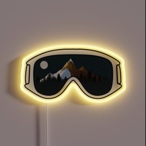 Goggles Night Mountains Snowboard RGB Neon Sign