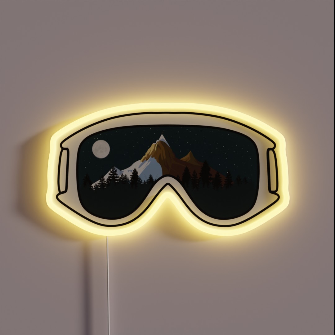 Goggles Night Mountains Snowboard RGB Neon Sign Goggles Night Mountains Snowboard RGB Neon Sign