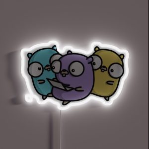 Golang Gopher Friends RGB Neon Sign Golang Gopher Friends RGB Neon Sign