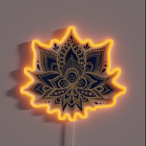 Gold And Blue Lotus Flower Mandala RGB Neon Sign