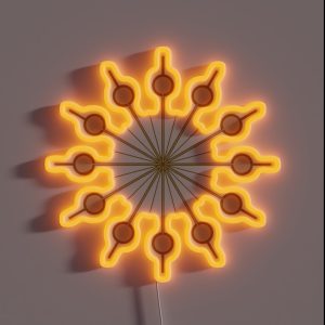 Golden Circles Mid Century Modern Design RGB Neon Sign