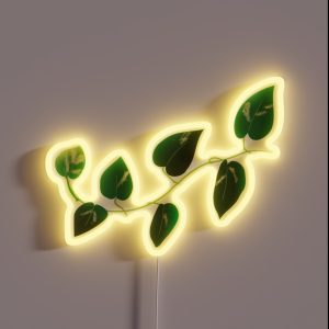 Golden Pothos Vine Illustration RGB Neon Sign