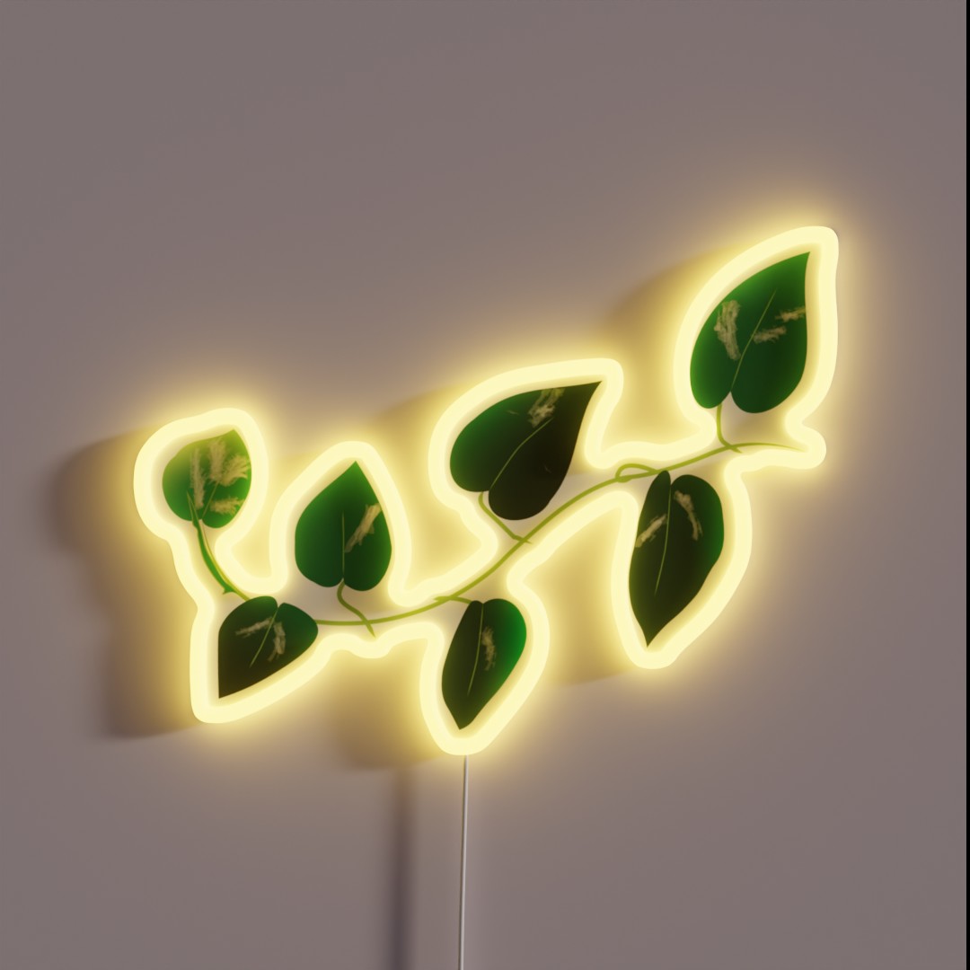 Golden Pothos Vine Illustration RGB Neon Sign Golden Pothos Vine Illustration RGB Neon Sign