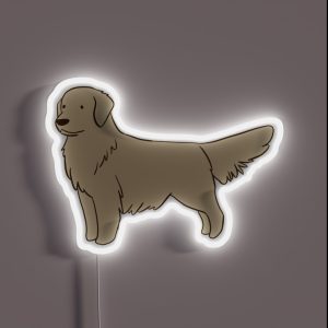 Golden Retriever Cartoon Illustration RGB Neon Sign