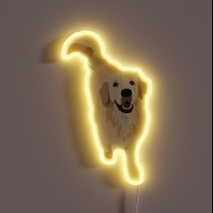 Golden Retriever Doggo RED RGB Neon Sign