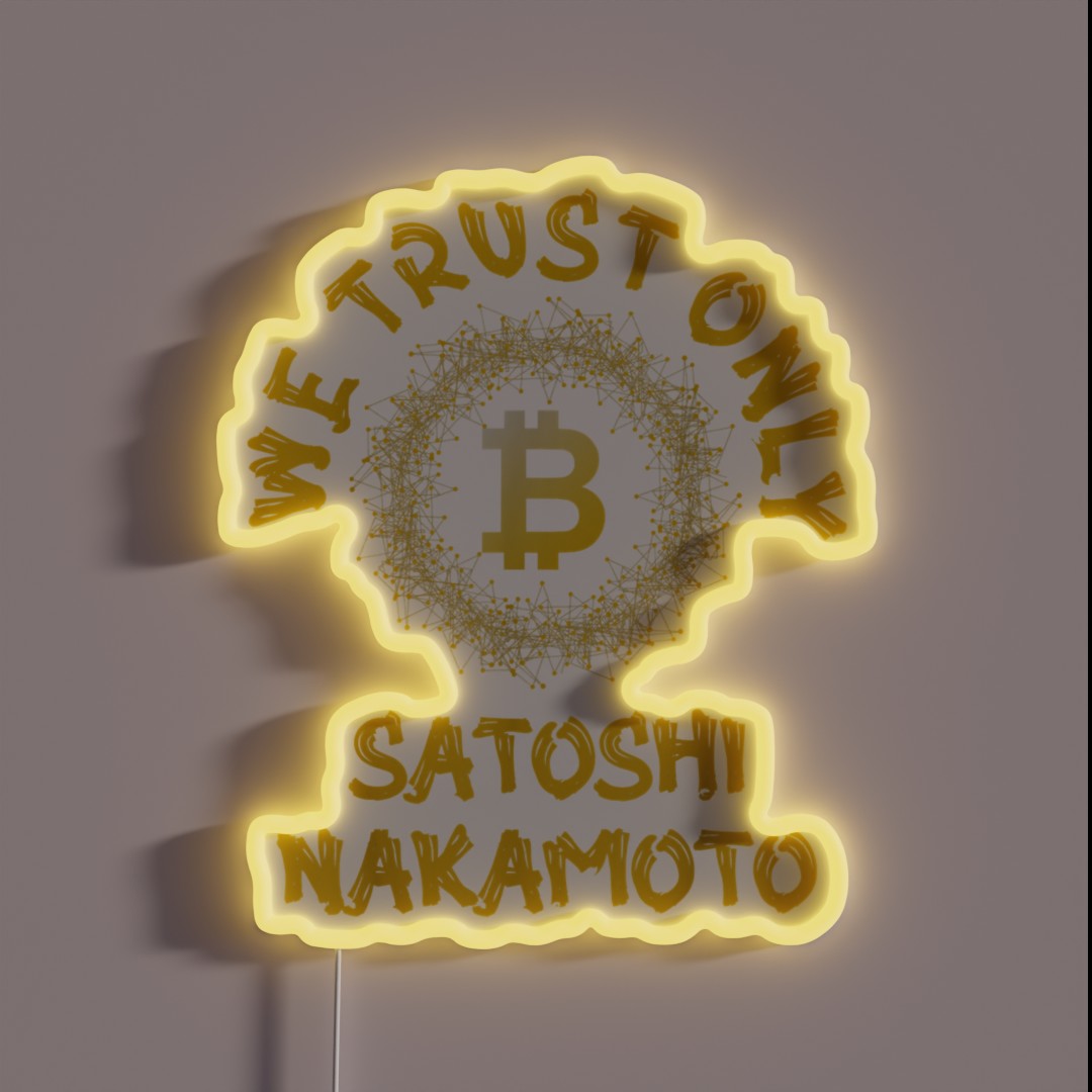 Golden We Trust Only Bitcoin Satoshi Nakamoto RGB Neon Sign Golden We Trust Only Bitcoin Satoshi Nakamoto RGB Neon Sign