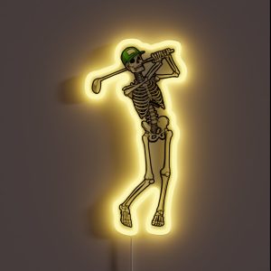Golf Funny Golfing Skeleton Golfer Halloween Pattern RGB Neon Sign