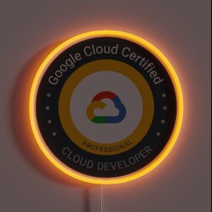 Google Cloud Certified Cloud Developer Logo Badge RGB Neon Sign