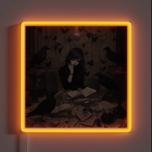 Gothic Book Worm RGB Neon Sign