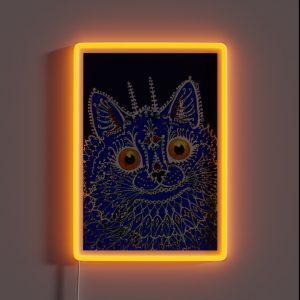 GOTHIC CAT Vintage Louis Wain Abstract Decorative Psychedelic Print RGB Neon Sign