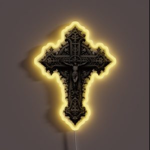 Gothic Grace The Ornate Cross RGB Neon Sign