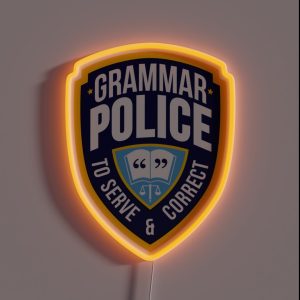 Grammar Police Badge RGB Neon Sign