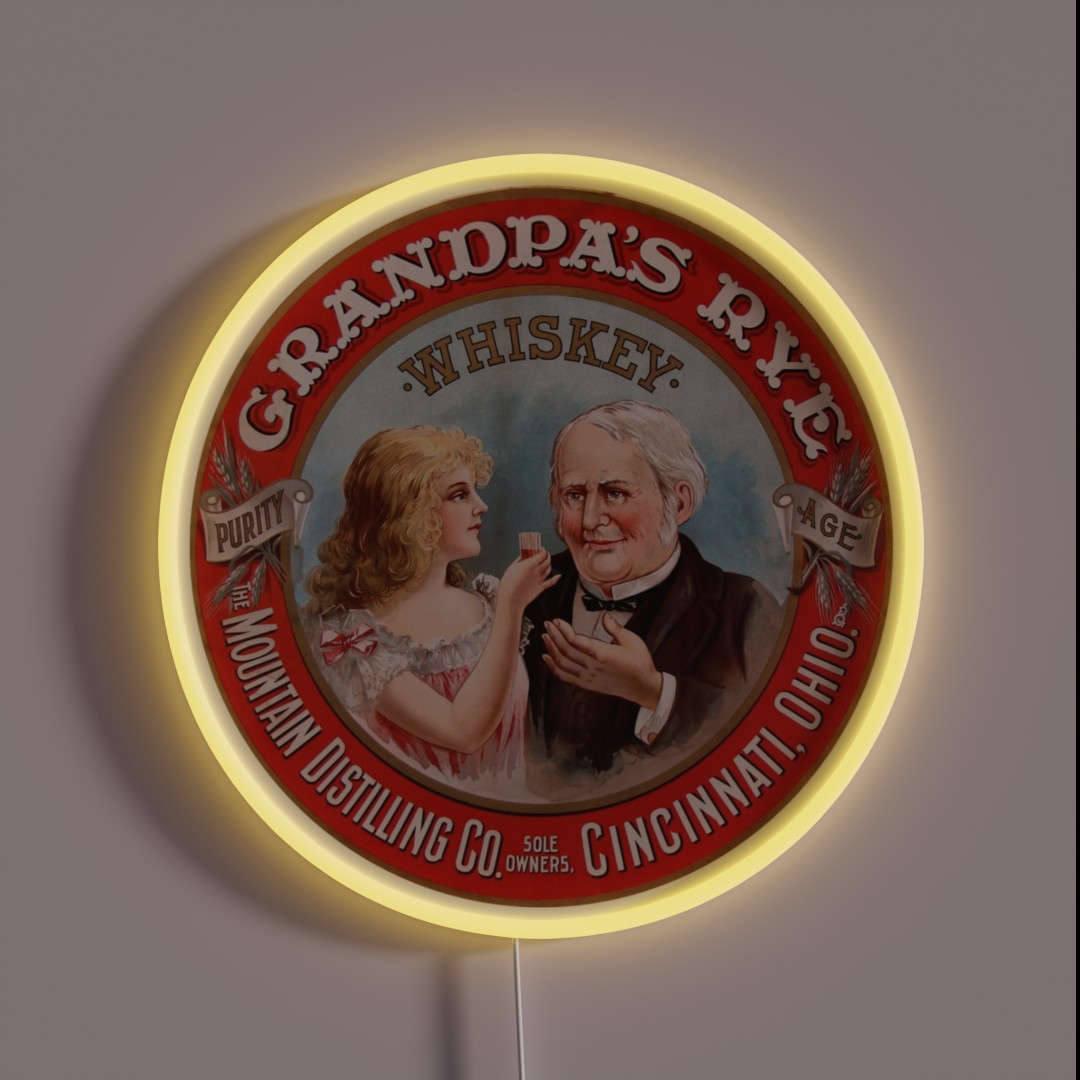 Grandpap S Rye Mountain Distilling Co RGB Neon Sign Grandpap S Rye Mountain Distilling Co RGB Neon Sign