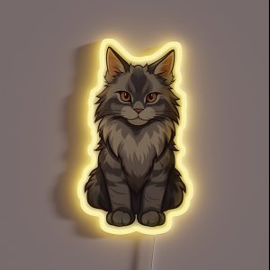 Gray Maine Coon Cat RGB Neon Sign Gray Maine Coon Cat RGB Neon Sign