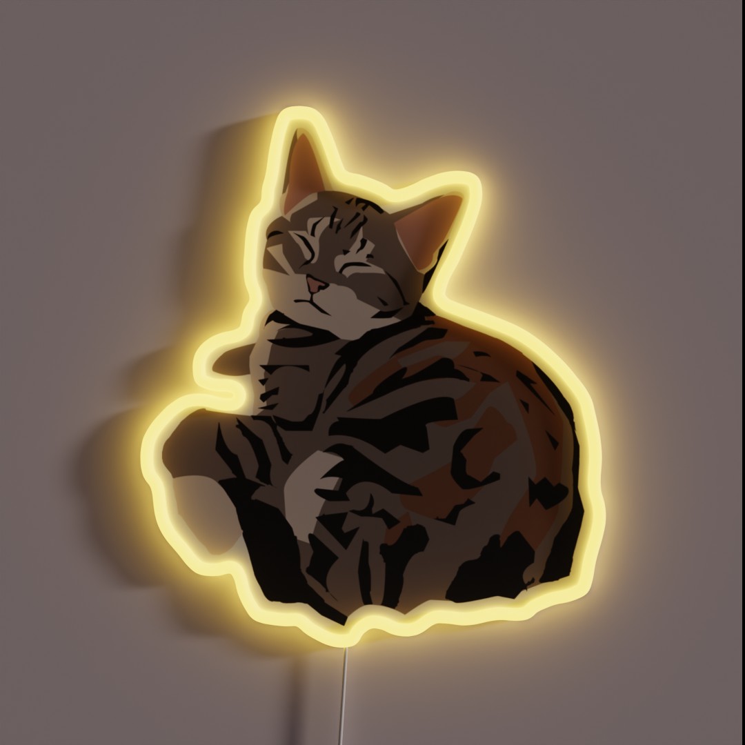 Gray Tabby Kitty RGB Neon Sign Gray Tabby Kitty RGB Neon Sign
