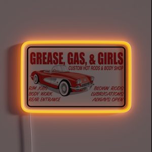 Grease Gas N Girls RGB Neon Sign Grease Gas N Girls RGB Neon Sign