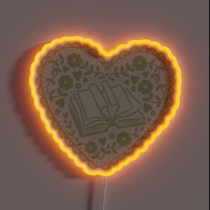 Green Bookish Heart RGB Neon Sign