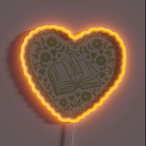 Green Bookish Heart RGB Neon Sign