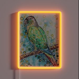 Green Cheek Conure Parrot Painting RGB Neon Sign