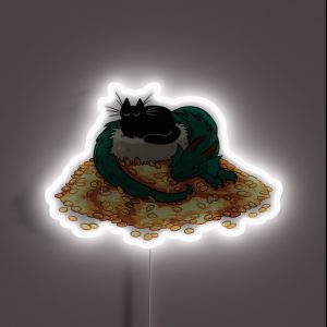 Green Dragon Cat And Treasure RGB Neon Sign Green Dragon Cat And Treasure RGB Neon Sign