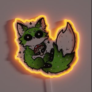Green Fox With Mushroom RGB Neon Sign