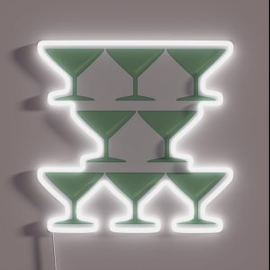 Green Midcentury Modern Martini Pattern RGB Neon Sign