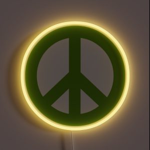 Green Peace Sign Symbol RGB Neon Sign